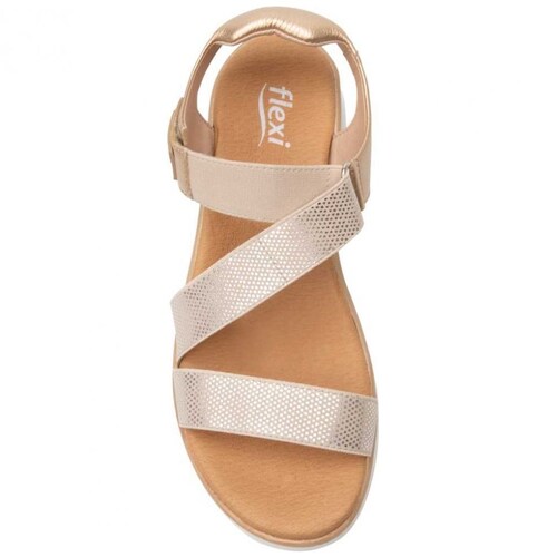 Sandalia para Mujer con Velcro Color Oro Flexi