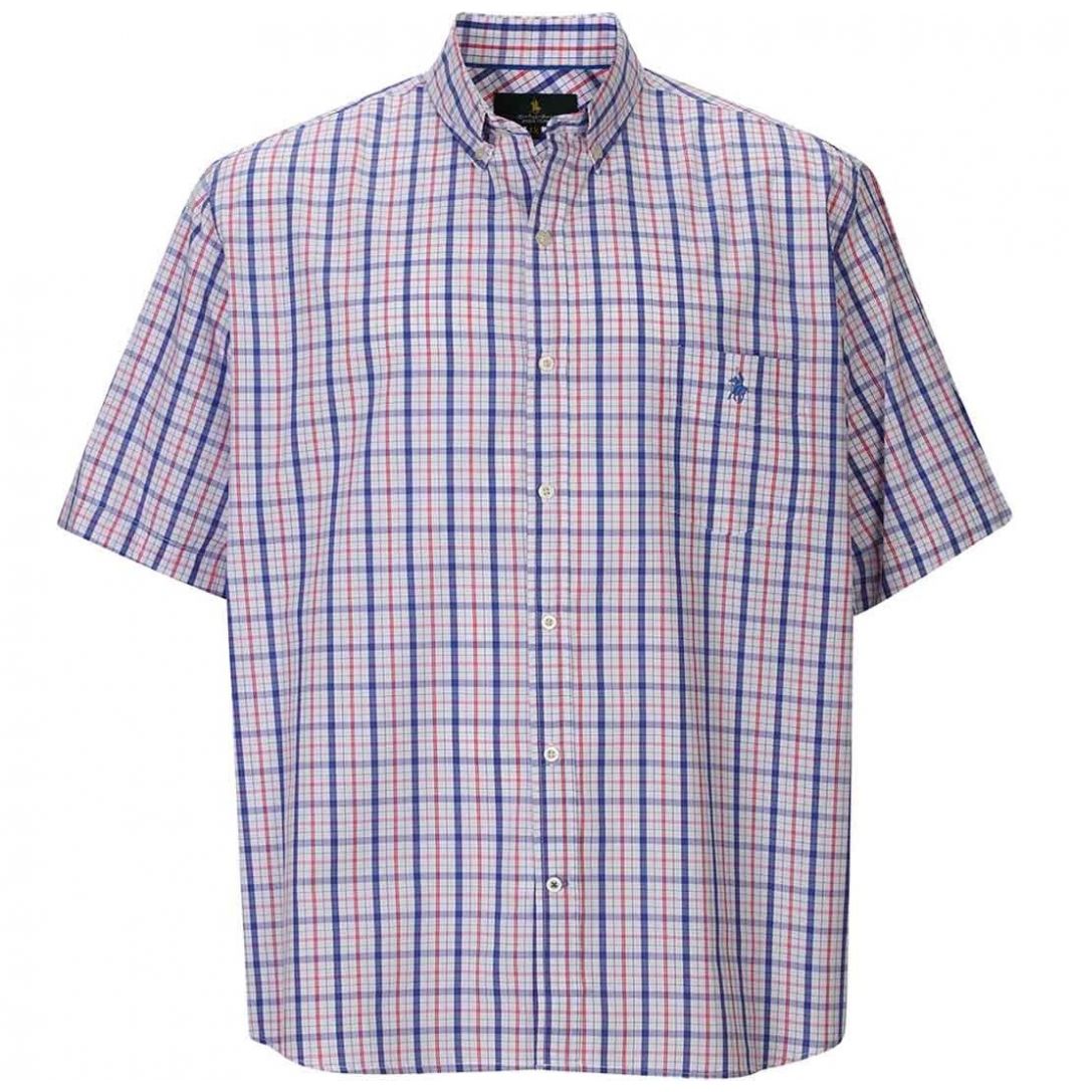 Camisa Manga Corta a Cuadros Azul para Caballero Polo Club Modelo Evr311