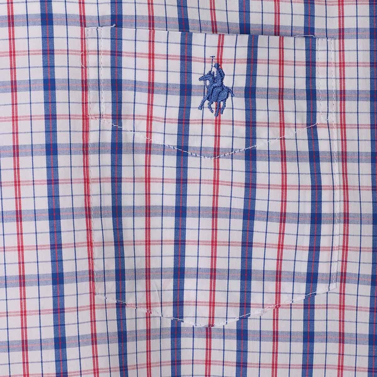 Camisa Manga Corta a Cuadros Azul para Caballero Polo Club Modelo Evr311