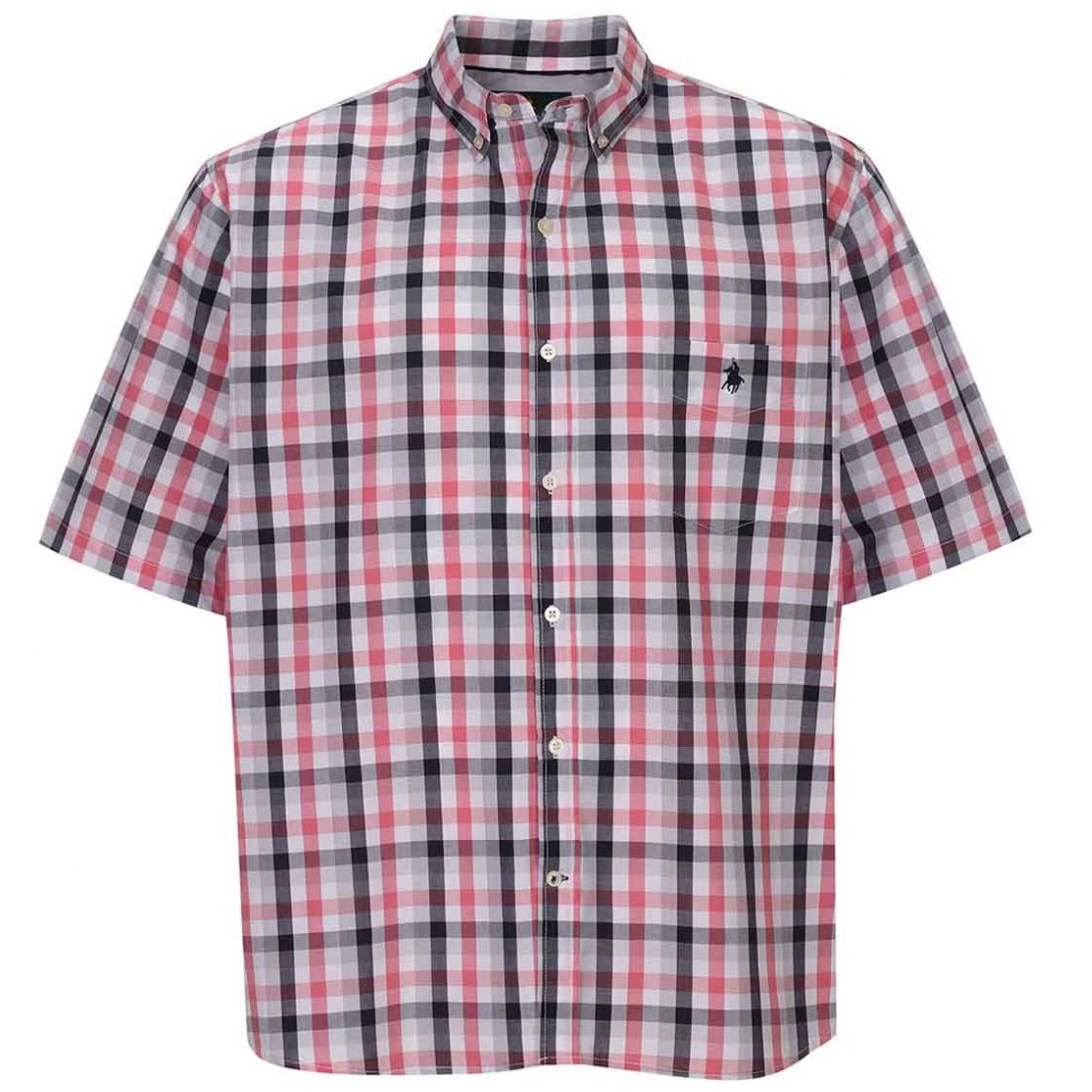 Camisa Manga Corta a Cuadros Rosa para Caballero Polo Club Modelo Evr313