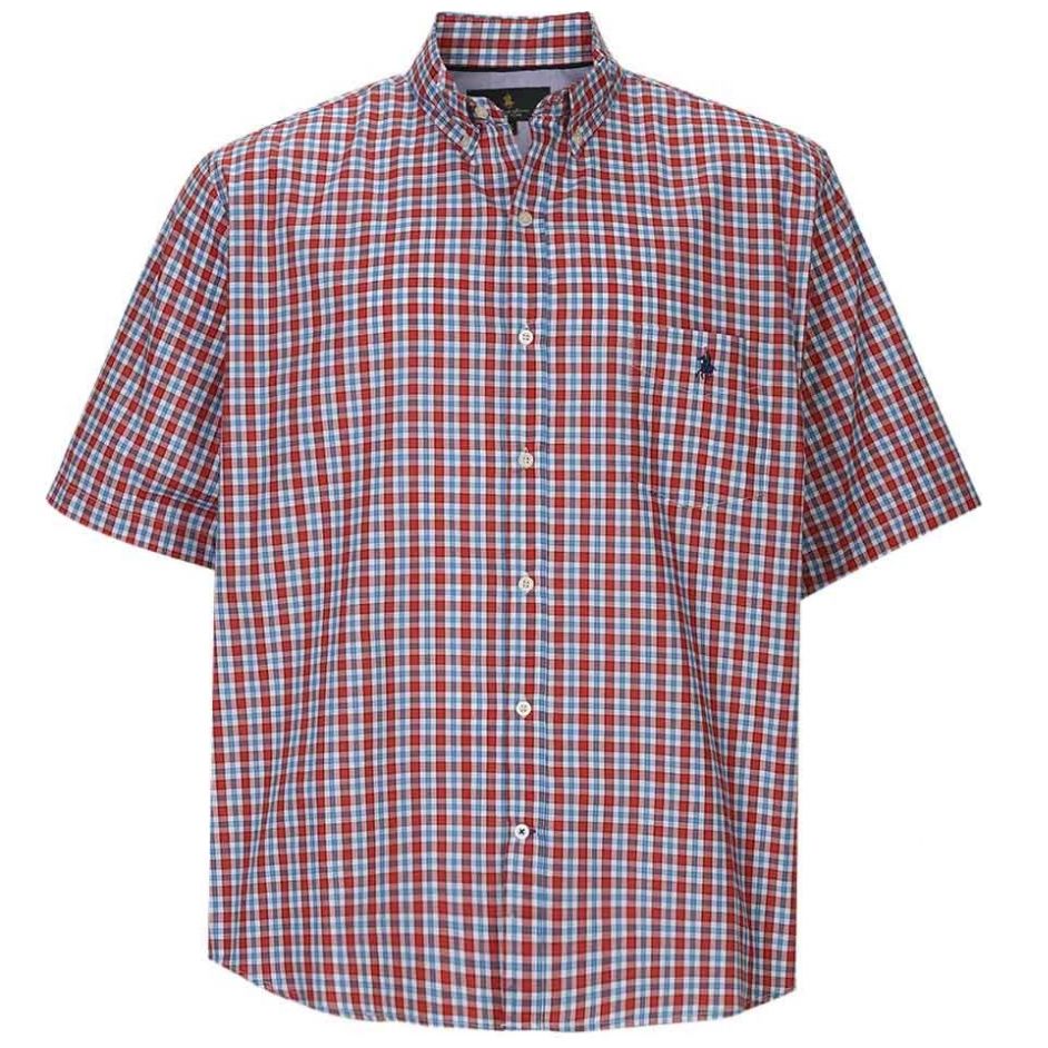 Camisa Manga Corta a Cuadros Azul para Caballero Polo Club Modelo Evr314