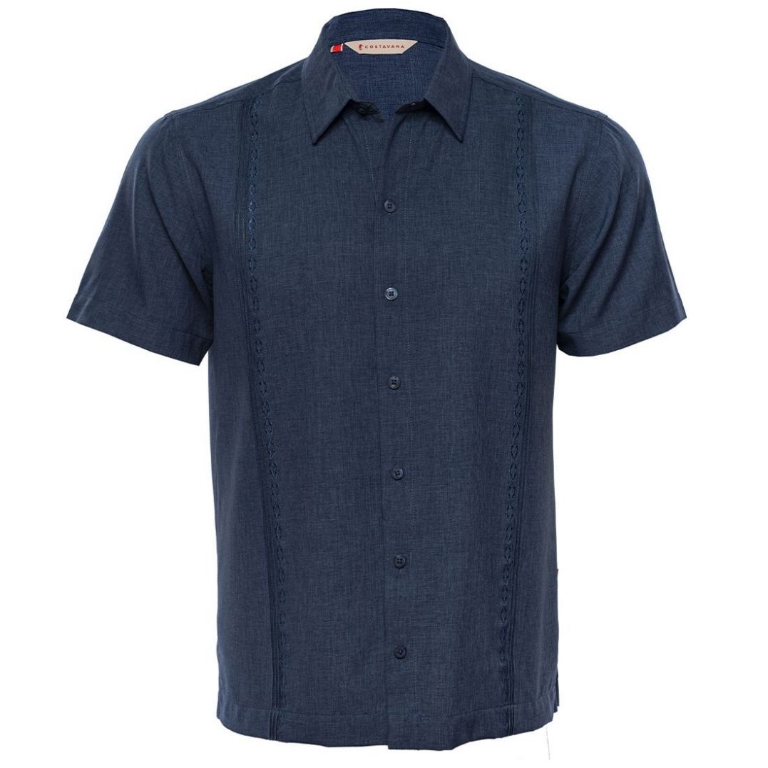 Guayabera Manga Corta Azul Marino para Caballero Costavana Modelo 2206P