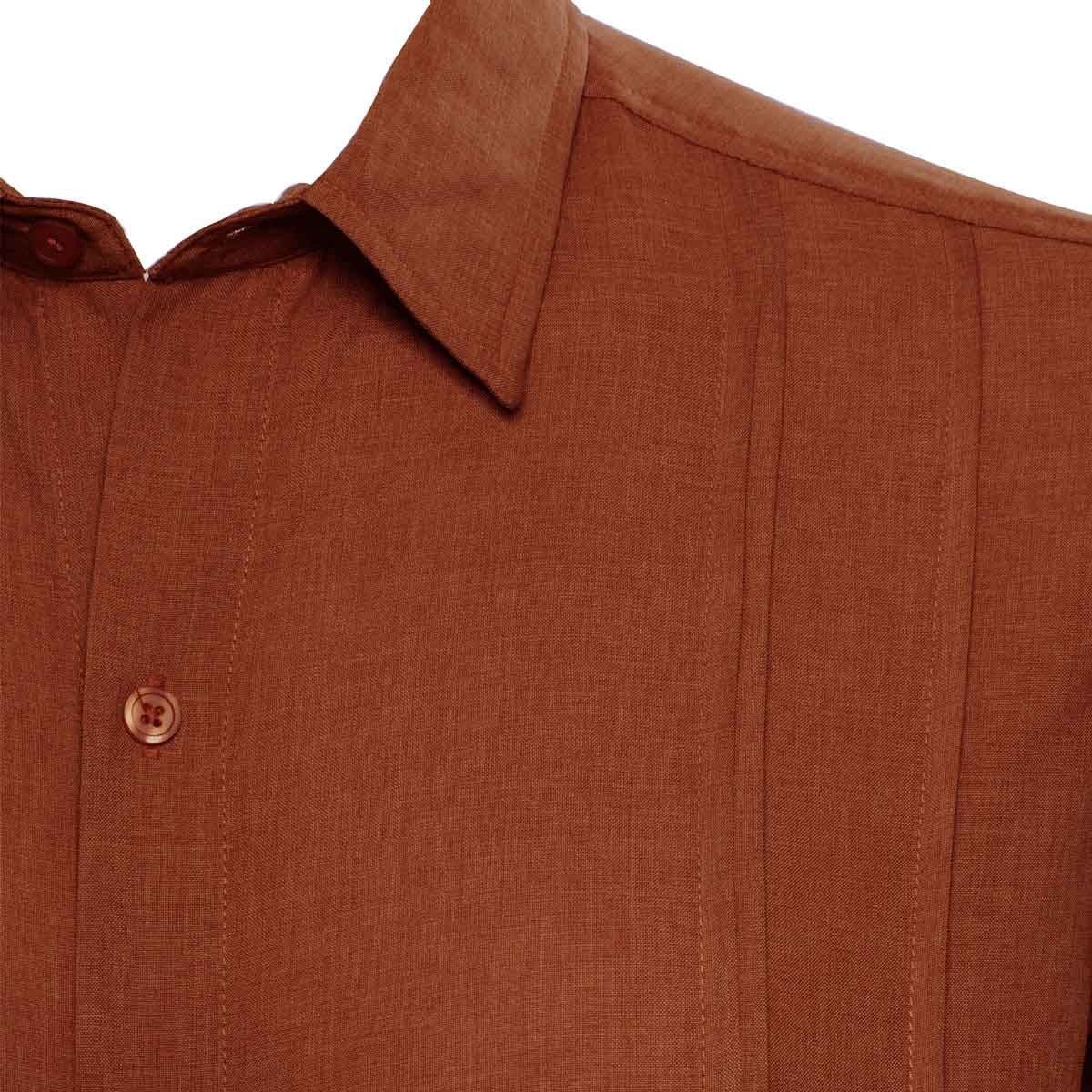 Guayabera Manga Corta Naranja para Caballero Costavana Modelo 1658Po