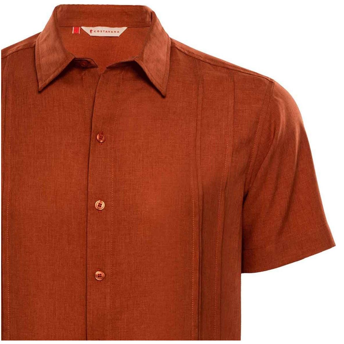 Guayabera Manga Corta Naranja para Caballero Costavana Modelo 1658Po