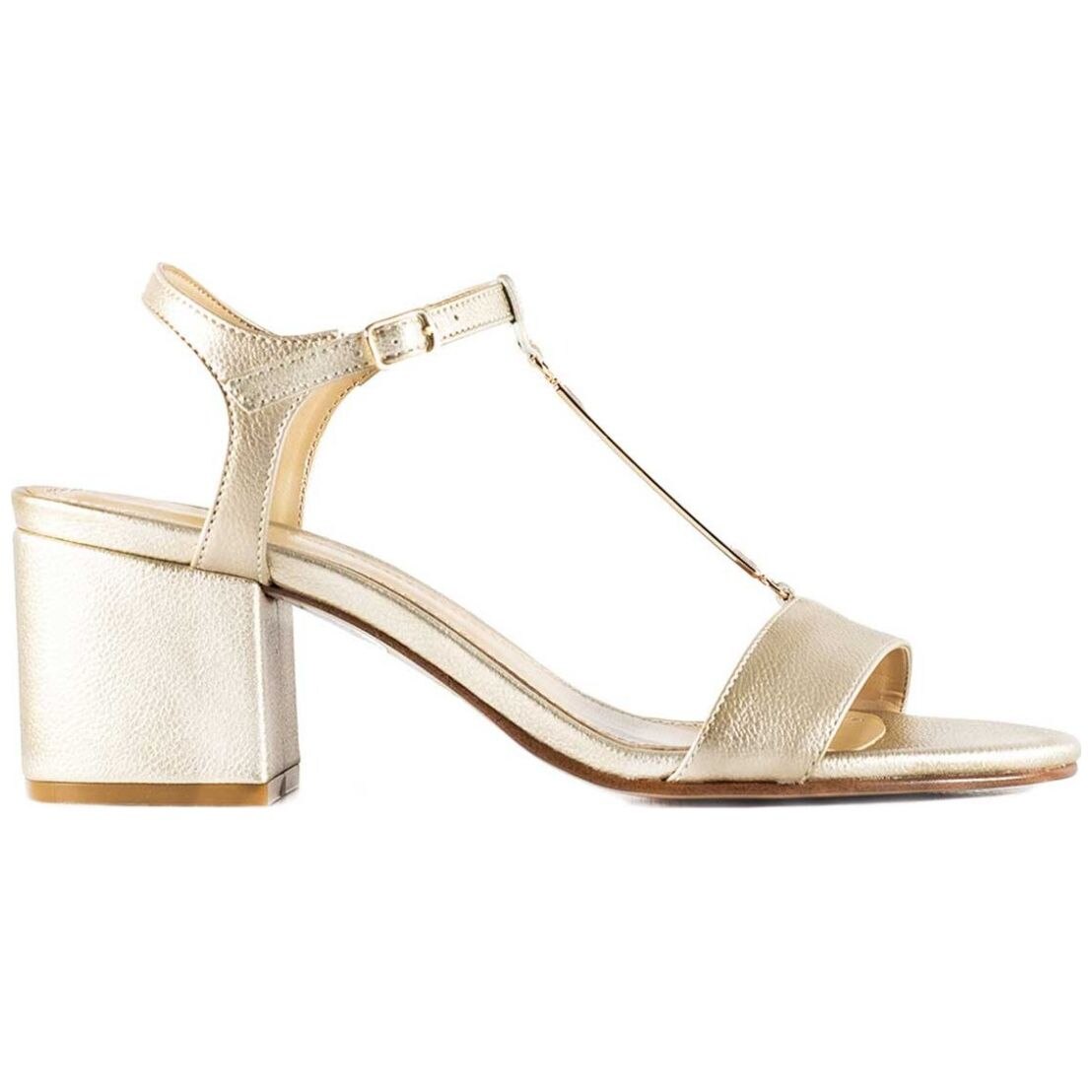 Sandalia Plateada Tacón Bajo con Pulsera Gillio