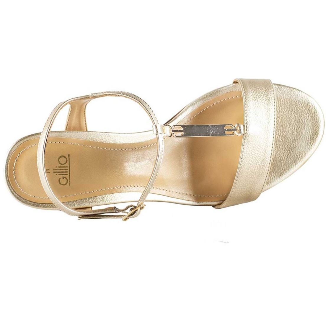 Sandalia Plateada Tacón Bajo con Pulsera Gillio