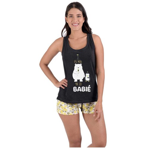 Pijama Top Estampado Oso Y Pingüino con Short Sho Shi