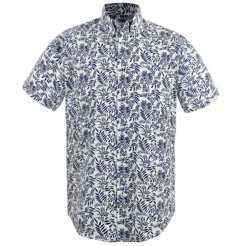 Camisa Manga Corta Blanca con Hojas para Caballero Cavalatti Modelo 15Ccmy