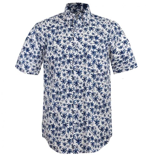 Camisa Manga Corta Blanca con Palmeras para Caballero Cavalatti Modelo 20Ccmy
