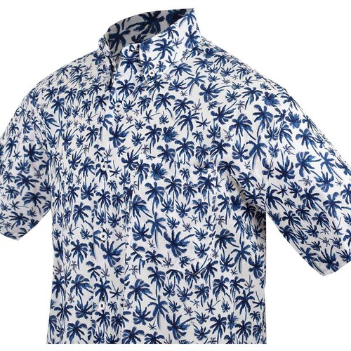 Camisa Manga Corta Blanca con Palmeras para Caballero Cavalatti Modelo 20Ccmy