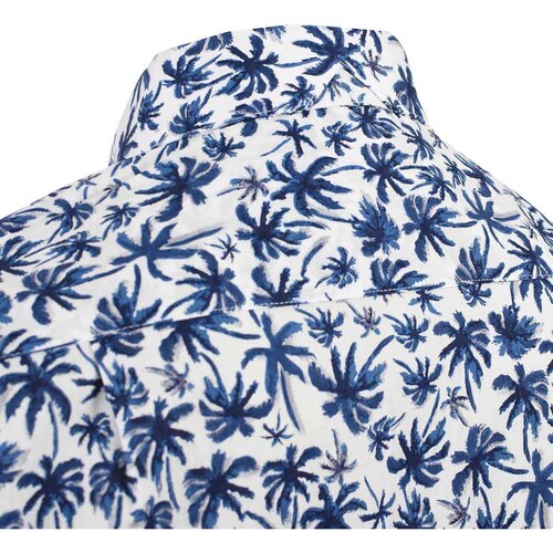 Camisa Manga Corta Blanca con Palmeras para Caballero Cavalatti Modelo 20Ccmy