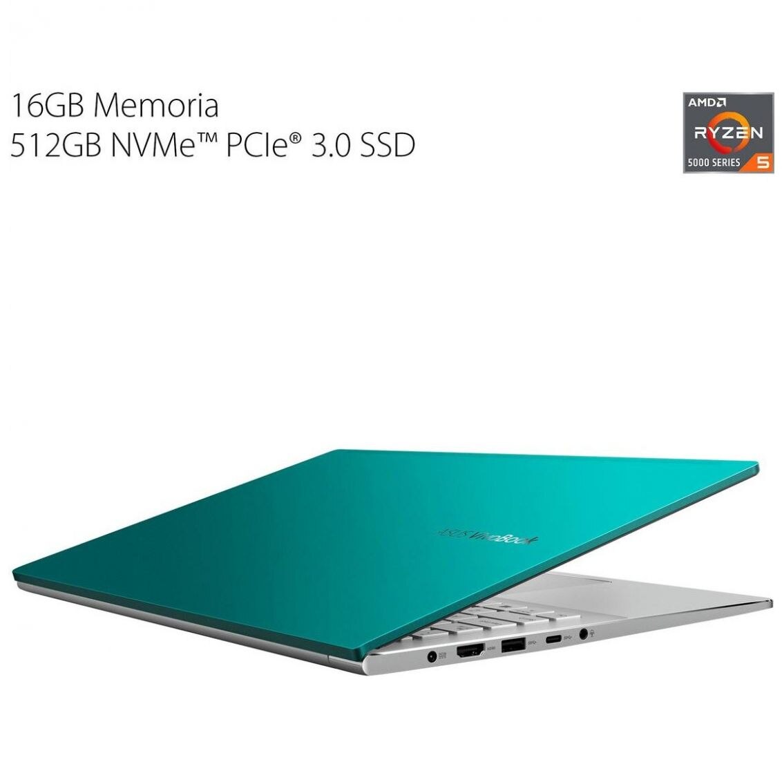 Laptop Asus 15.6" D533Ua R5 5Th 16G 512Ssd Verde
