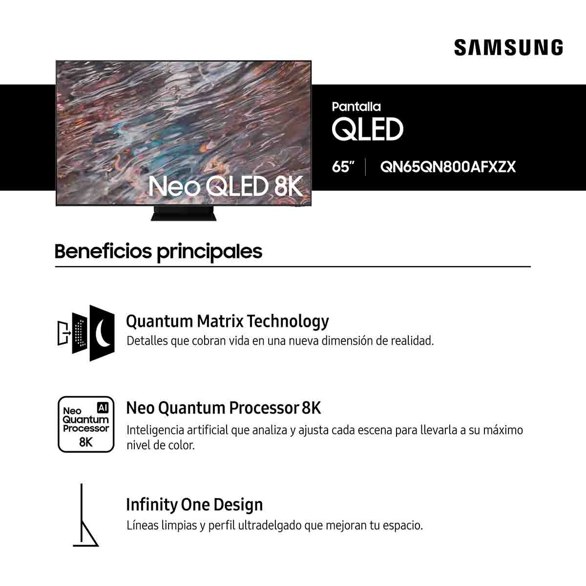 Pantalla 65" Qled 8K Smart Tv Qn65Qn800Afxzx Samsung