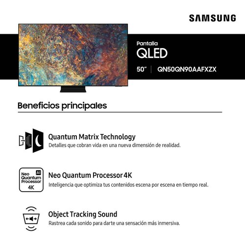 Pantalla 50" Qled 4K Smart Tv Qn50Qn90Aafxzx Samsung