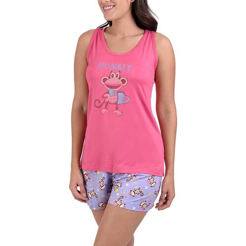 Pijama Playera Estampado Changos Y Short Sugar &amp; Milk