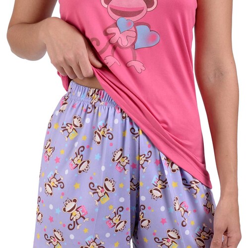 Pijama Playera Estampado Changos Y Short Sugar &amp; Milk