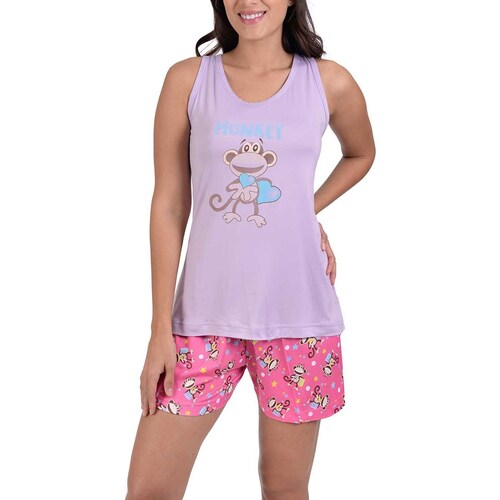 Pijama Playera Estampado Changos Y Short Sugar &amp; Milk