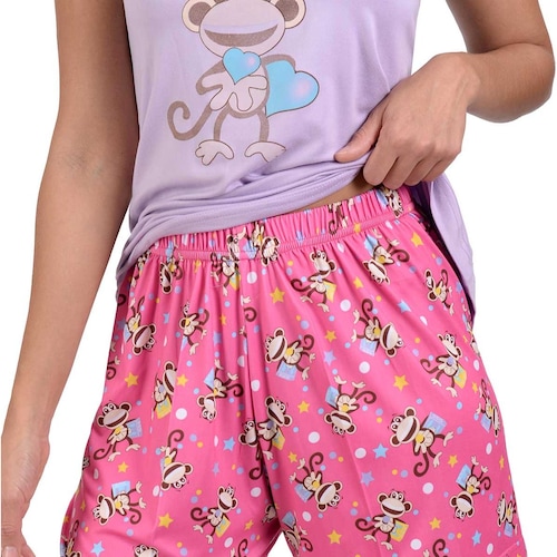 Pijama Playera Estampado Changos Y Short Sugar &amp; Milk