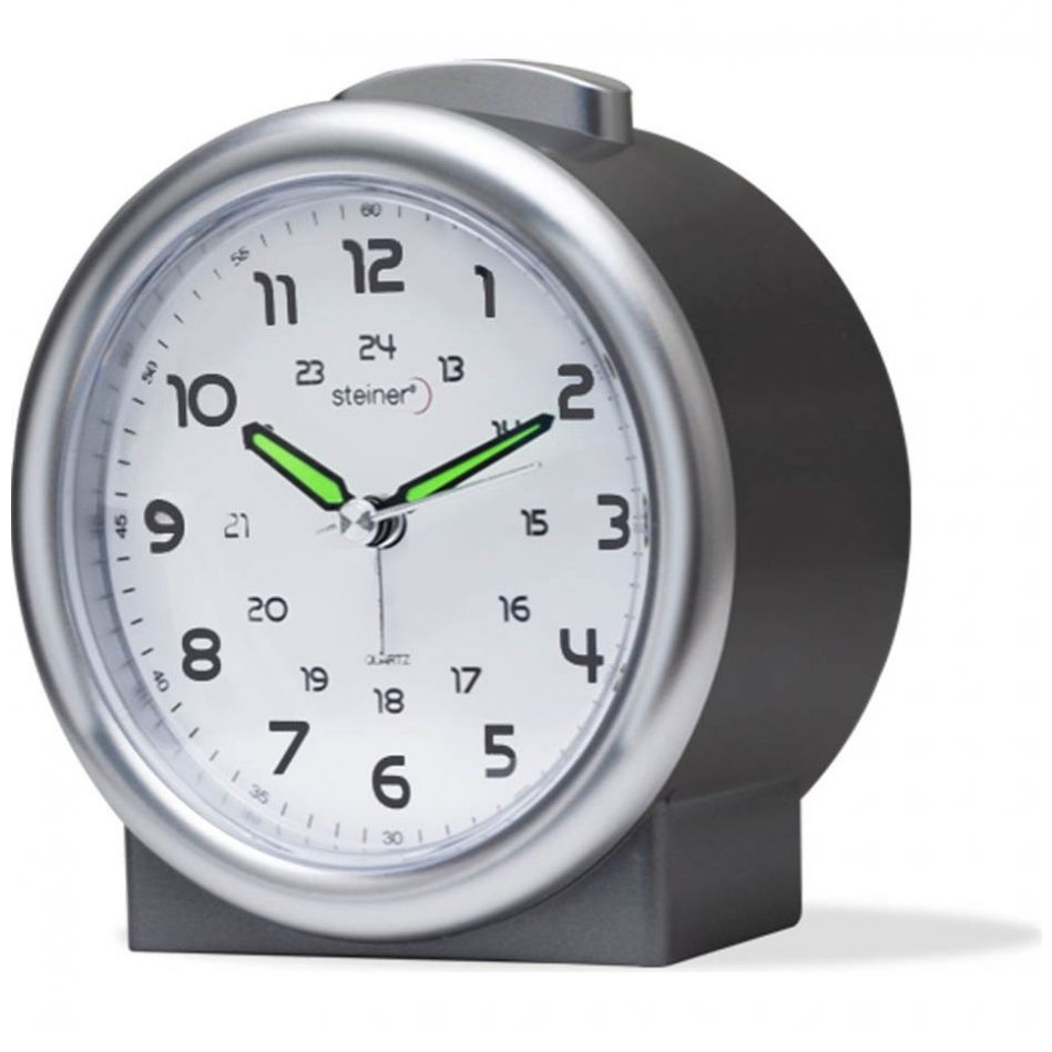 Reloj Despertador Gris con Plata Steiner Modelo Bm11201-W