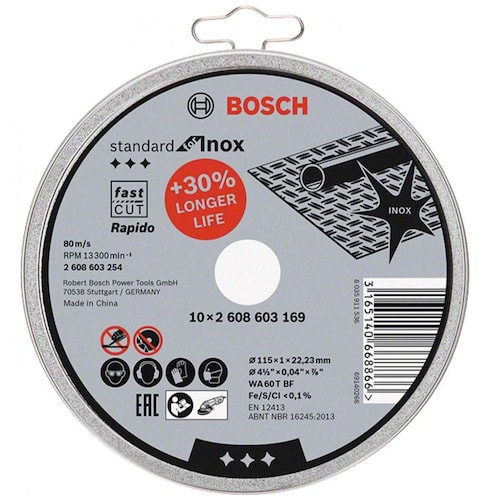 Set Lata con 10 Discos Abrasivos Standard For Inox Bosch