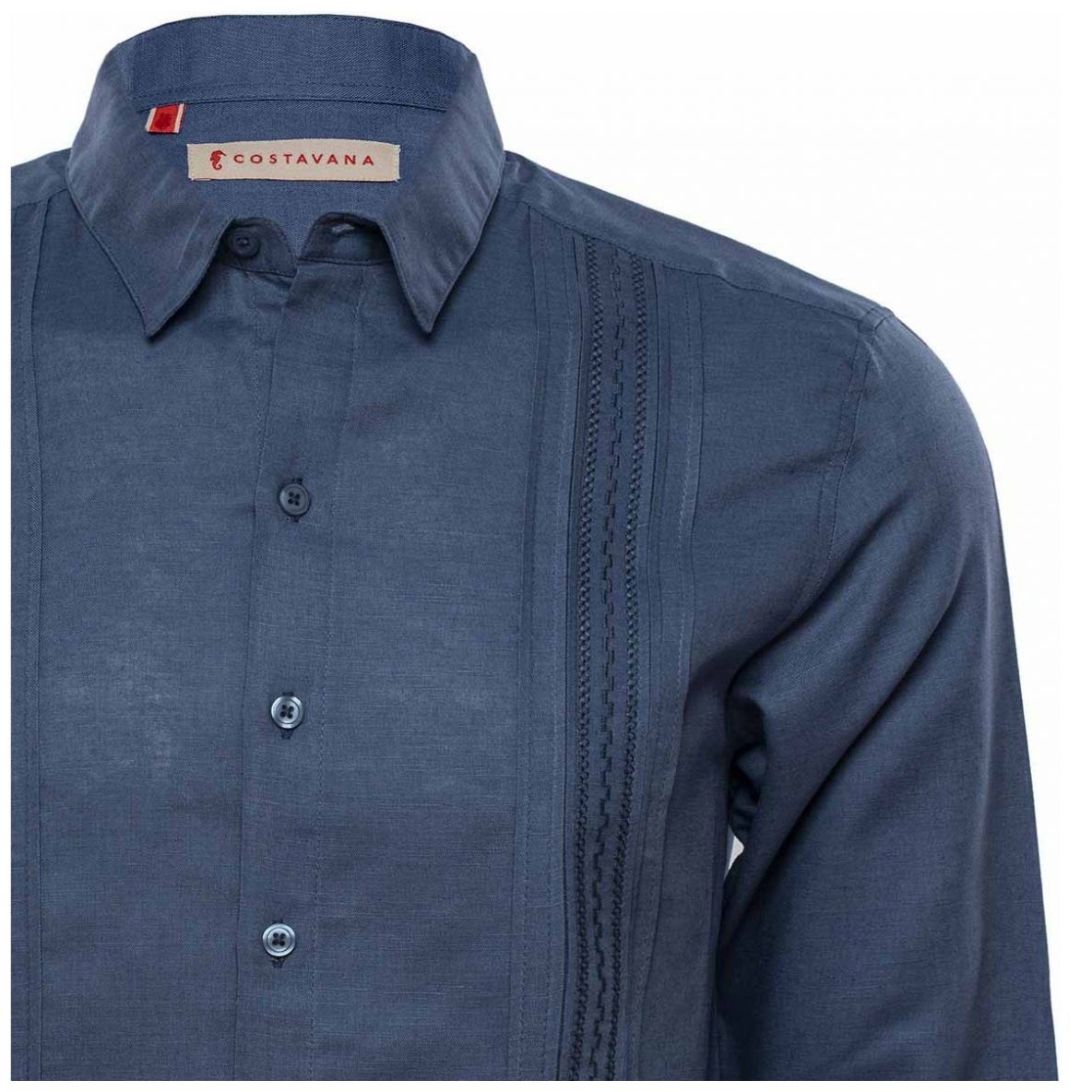 Guayabera Manga Larga Azul Marino para Caballero Costavana Modelo 4484P
