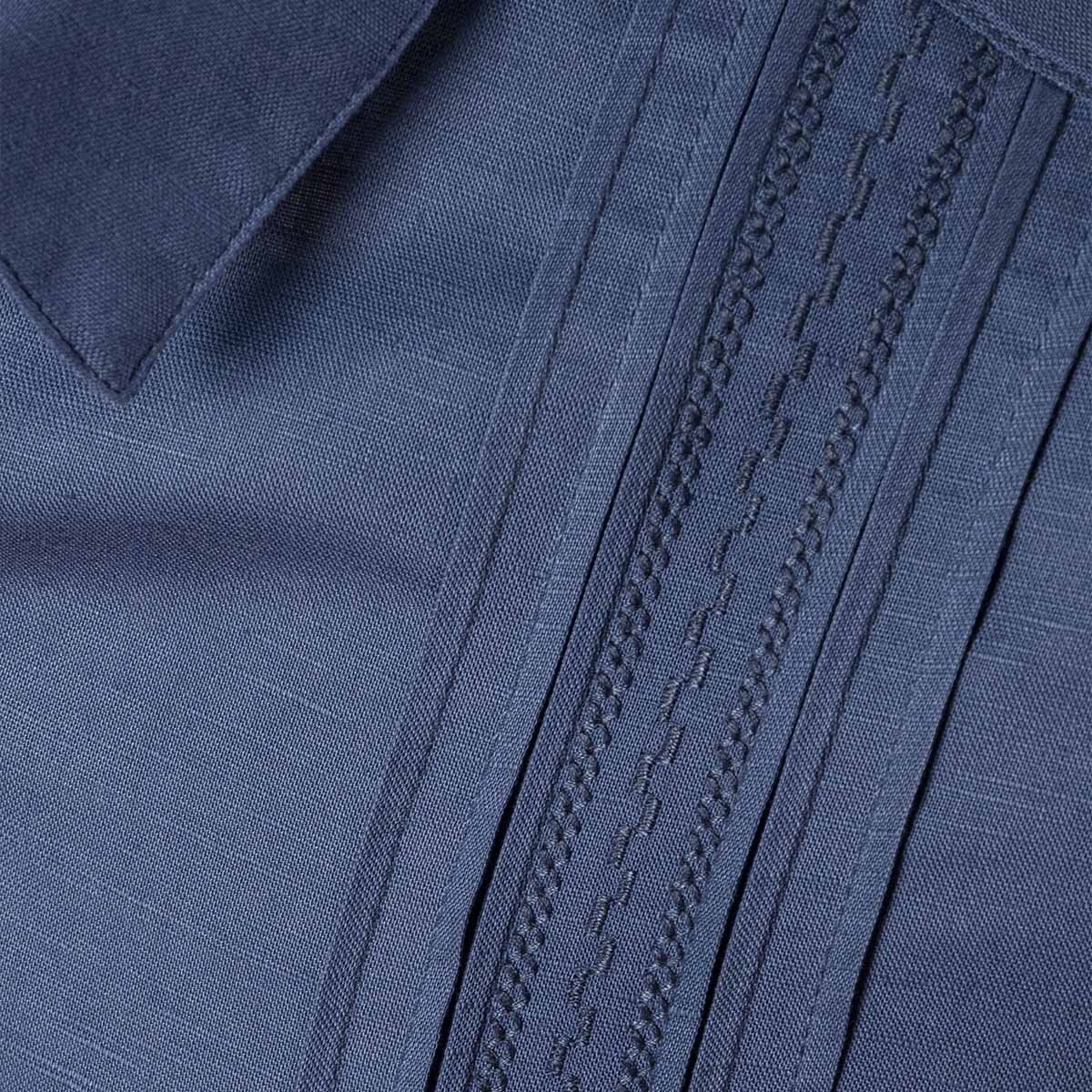 Guayabera Manga Larga Azul Marino para Caballero Costavana Modelo 4484P