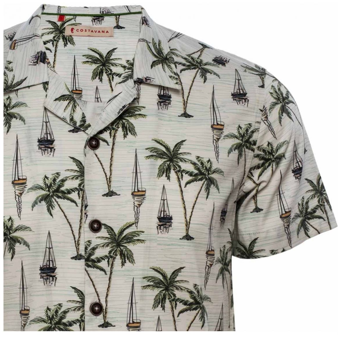 Camisa Manga Corta Blanca Estampada para Caballero Costavana Modelo 4041P