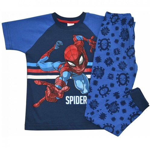 Pijama Playera y Pantalón Azul Spiderman para Niño Modelo 0Pjaz01