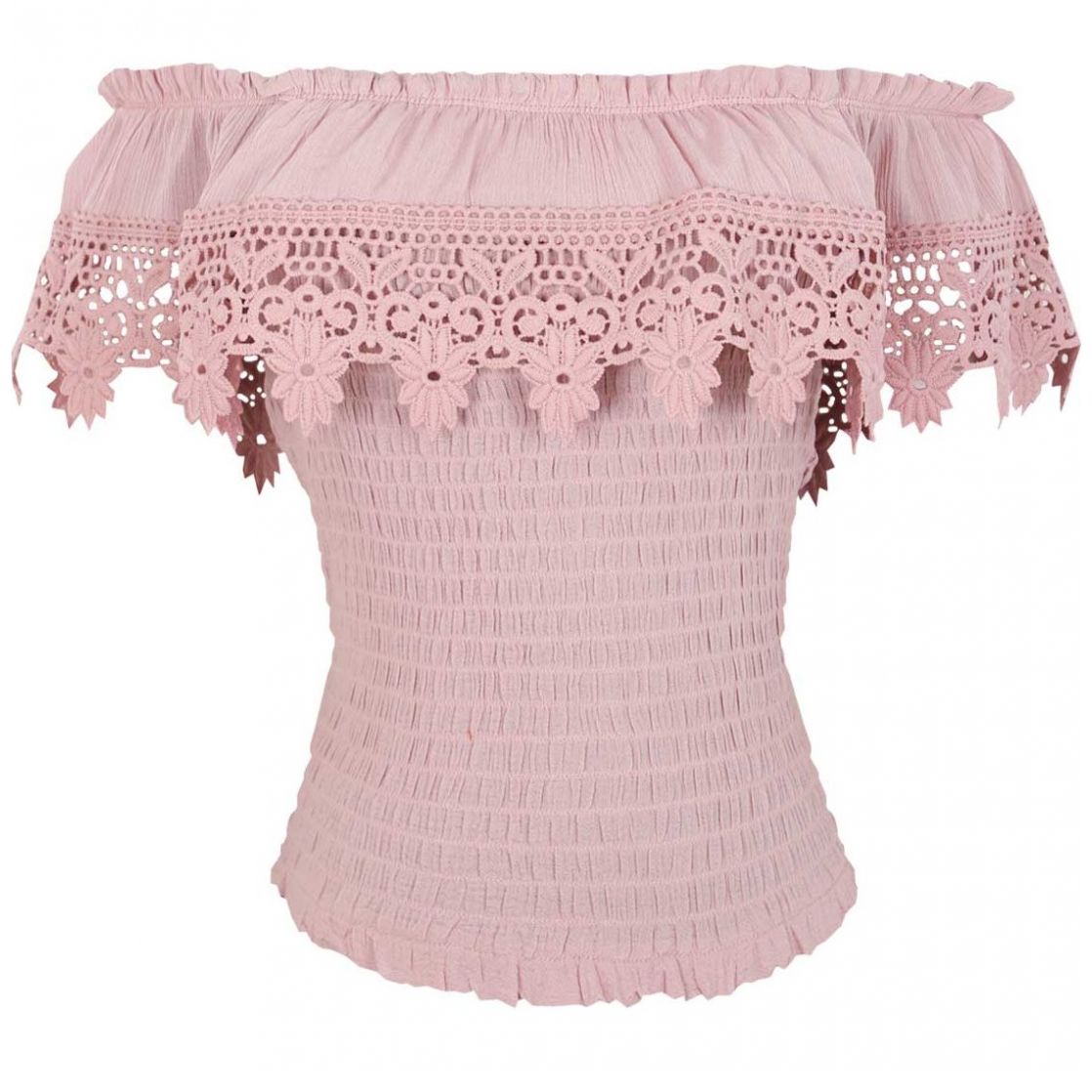 Blusa Sin Mangas Cuello off Shoulder Diseño Liso Rosa Just By Basel