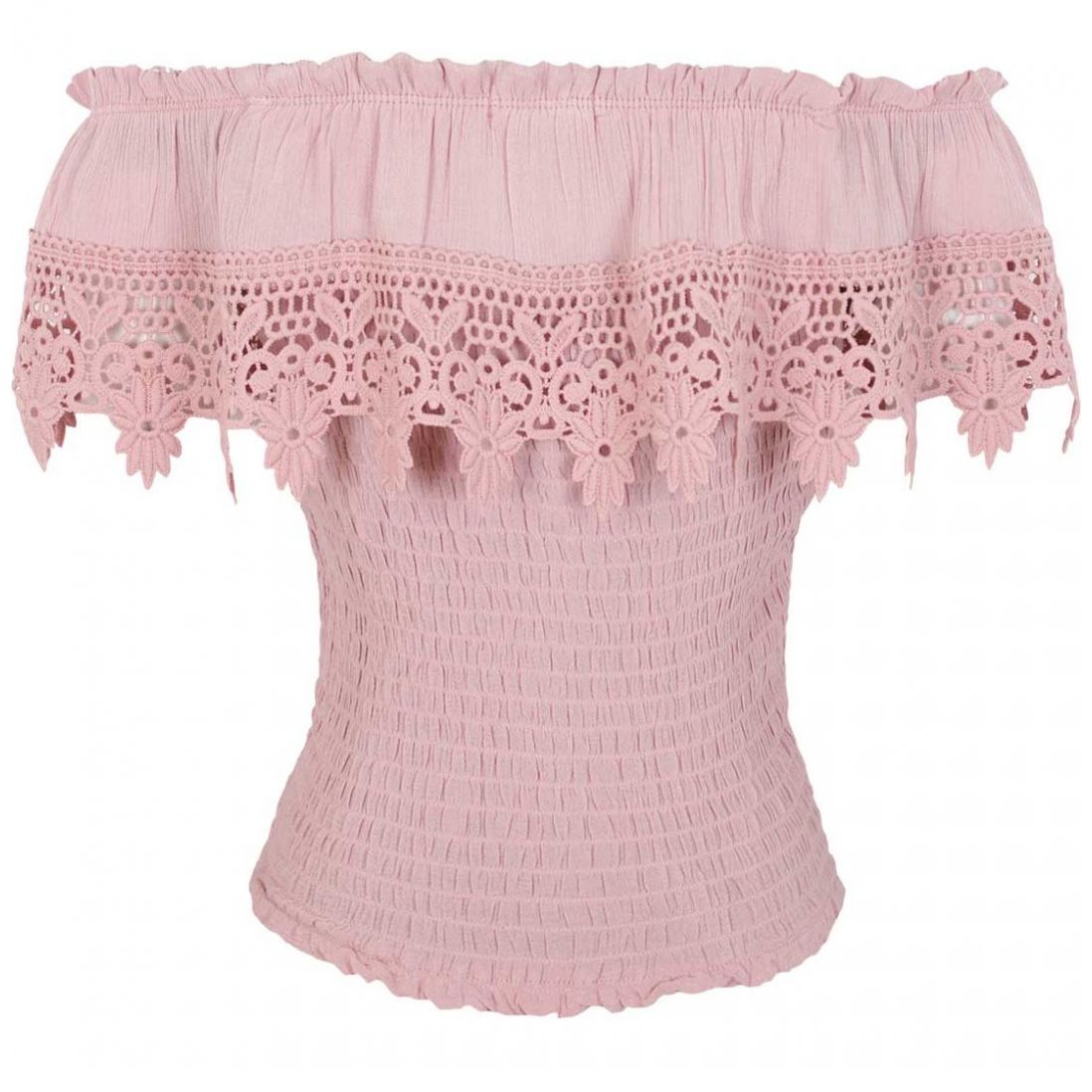 Blusa Sin Mangas Cuello off Shoulder Diseño Liso Rosa Just By Basel
