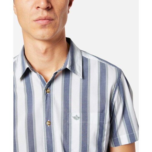 Camisa Azul Manga Corta a Rayas para Hombre Dockers Modelo Elo 557690142