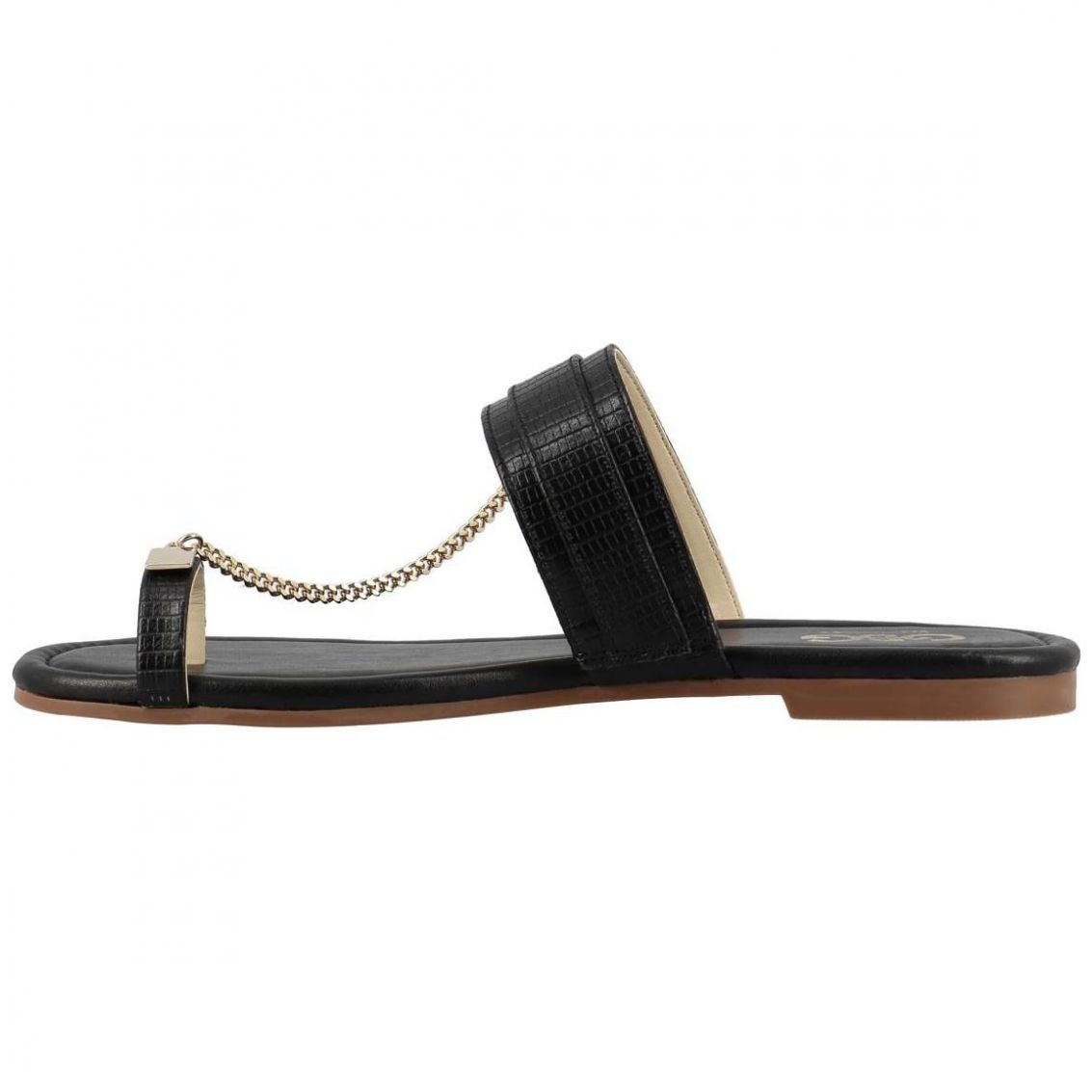 Sandalia Negra de Material Sintético con Estampado Liso G By Guess