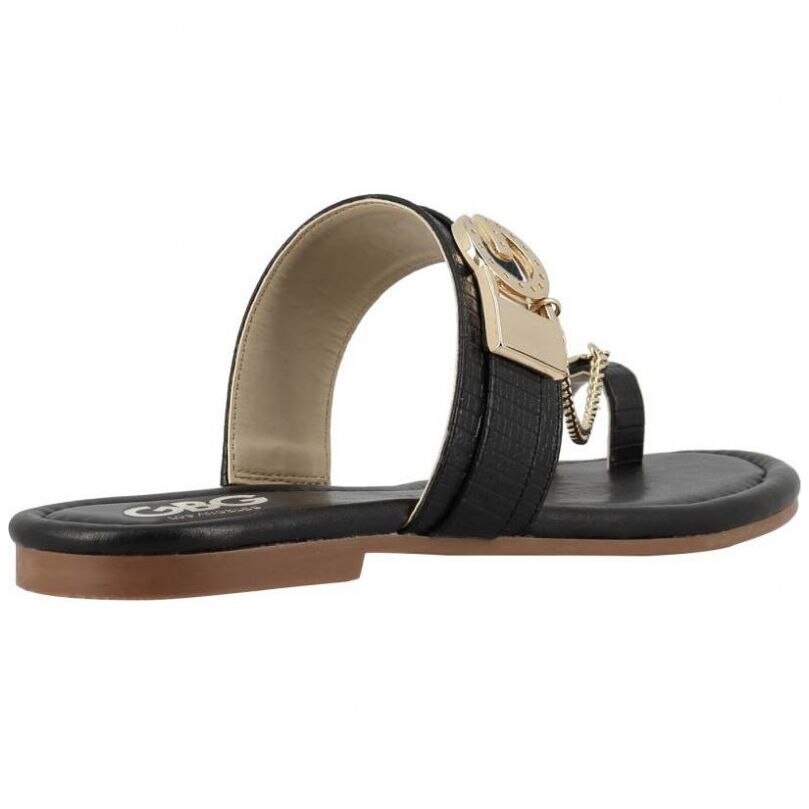 Sandalia Negra de Material Sintético con Estampado Liso G By Guess