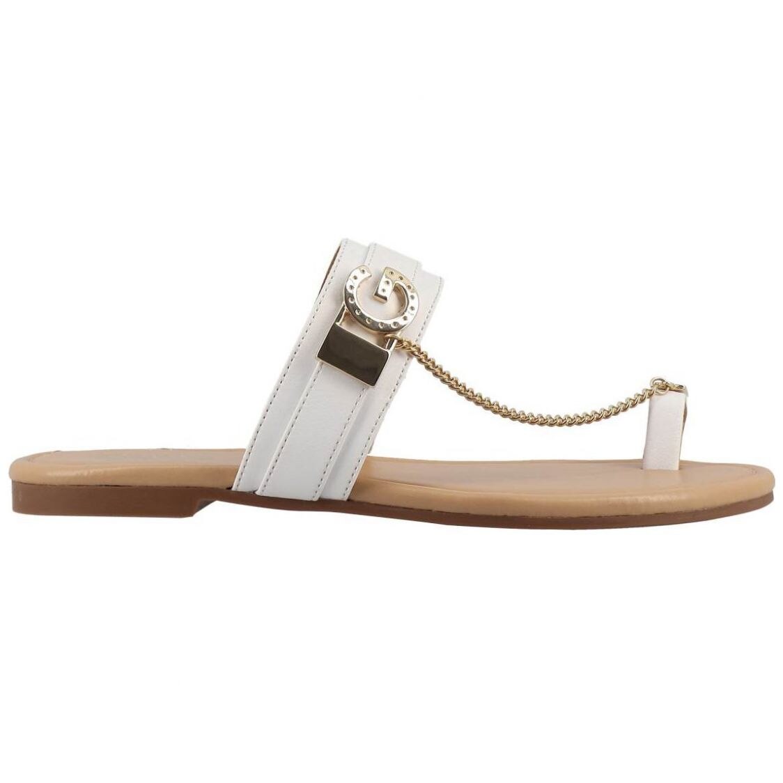 Sandalia Blanca de Material Sintético con Estampado Liso G By Guess