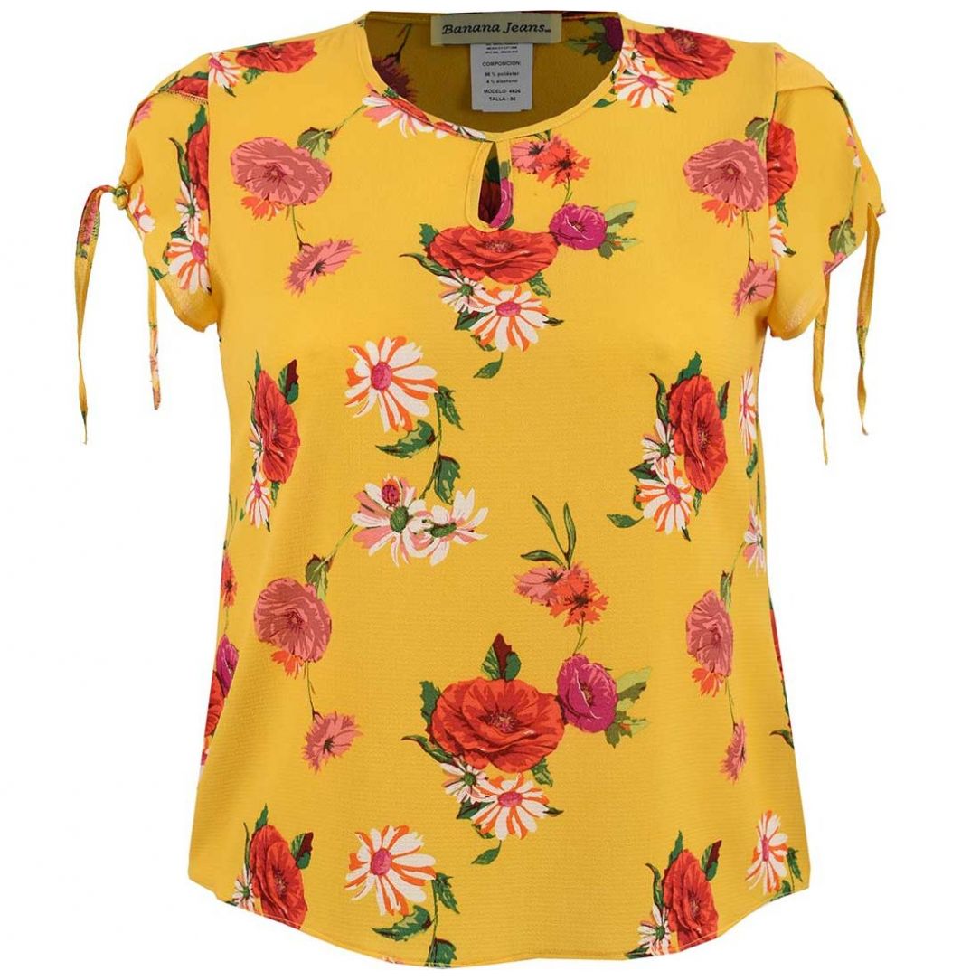 blusa negra estampada