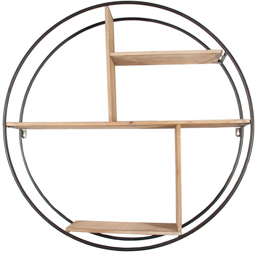 Home Nature Estante de Pared Redondo de Metal con Repisas de Madera