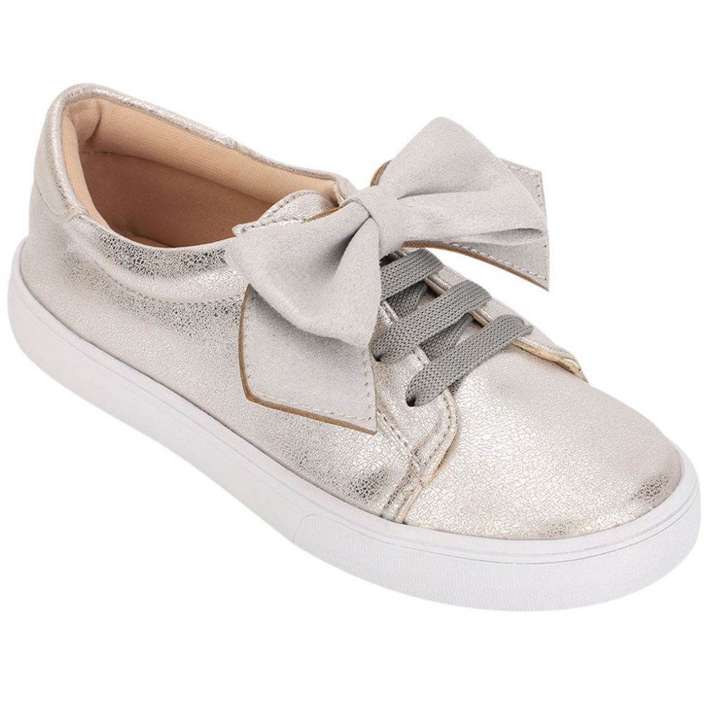 Tenis Plata con Moño Grande para Niña Marca Annik Modelo Rustyb