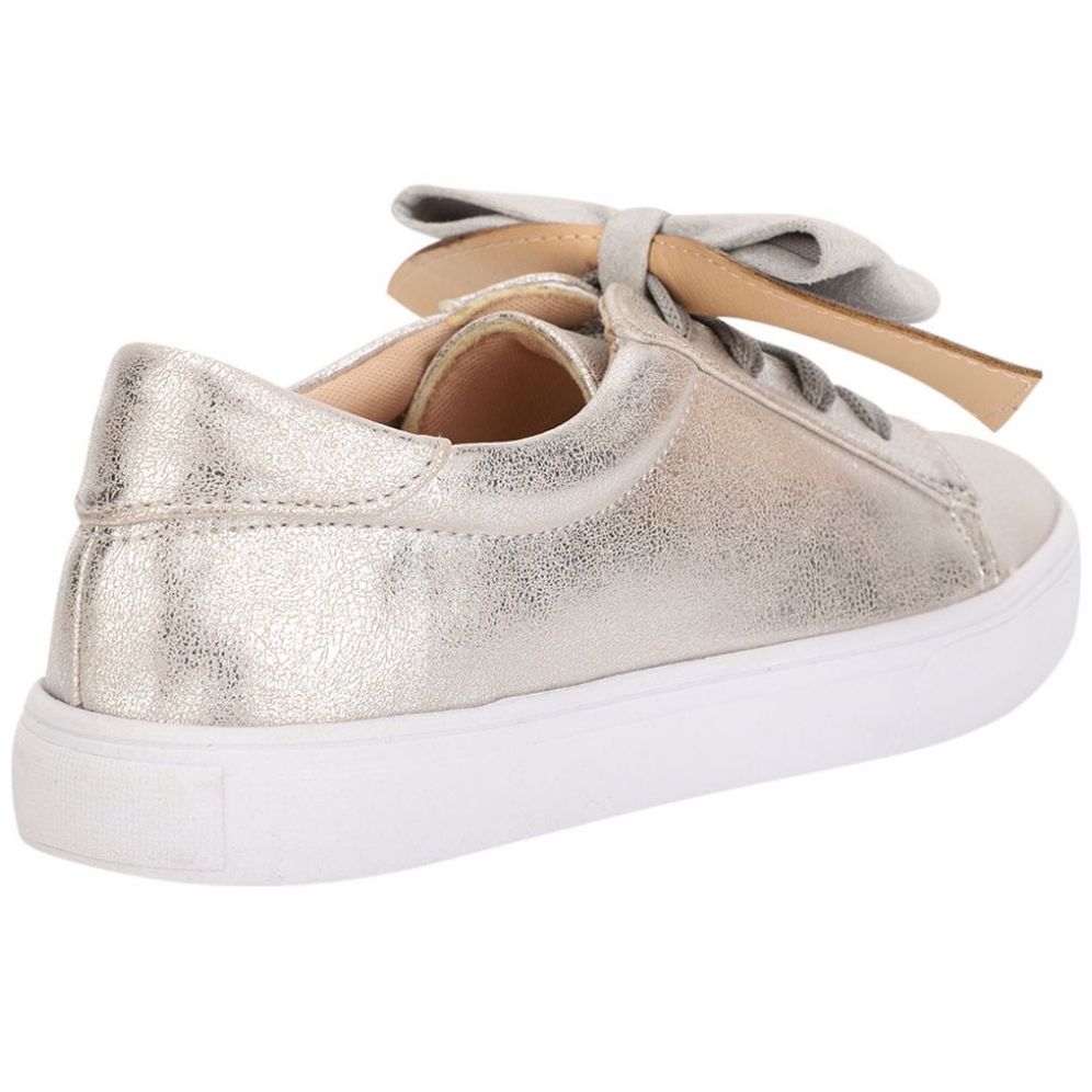 Tenis Plata con Moño Grande para Niña Marca Annik Modelo Rustyb