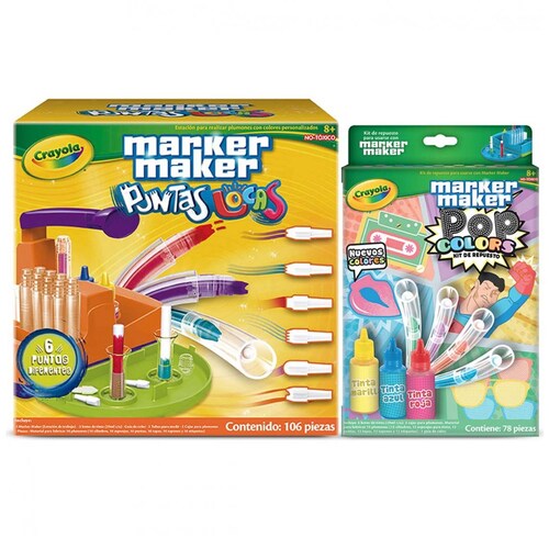 Kit Marker Maker Puntas Locas + Pop Colors Refill Crayola
