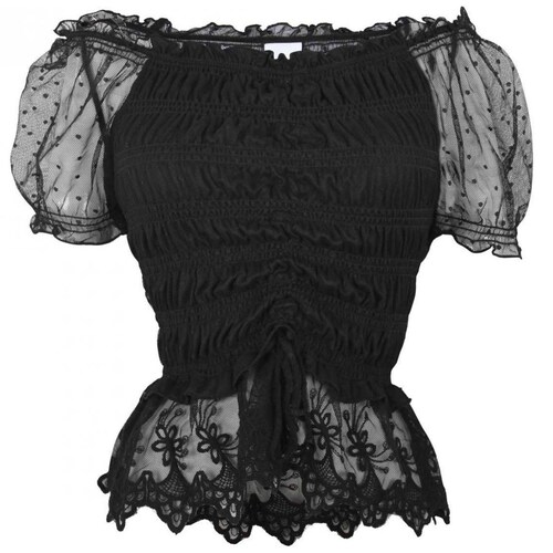 Blusa Negra Manga Julieta Cuello off Shoulder Elle para Mujer