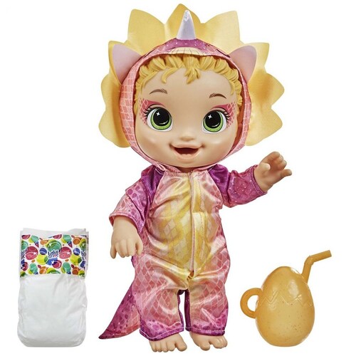 Muñeca Baby Alive  Bebé Saurio Tricerátops Pelo Rubio