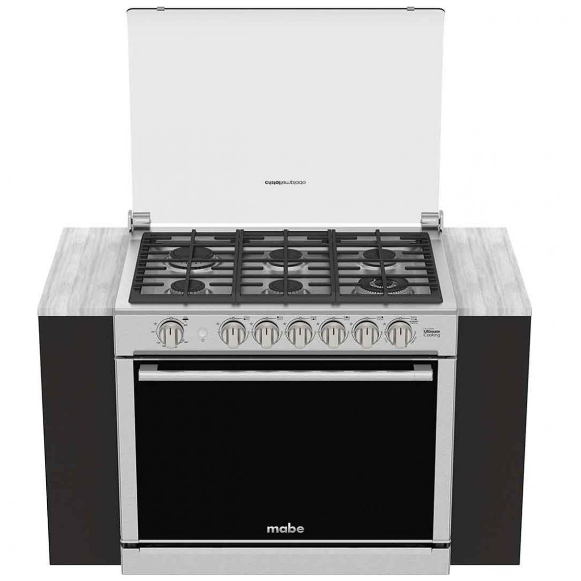 Combo Estufa Emp Mabe Acero Inoxidable Y Campana Xoc80802Ct0 Cmpuv801Ssx0
