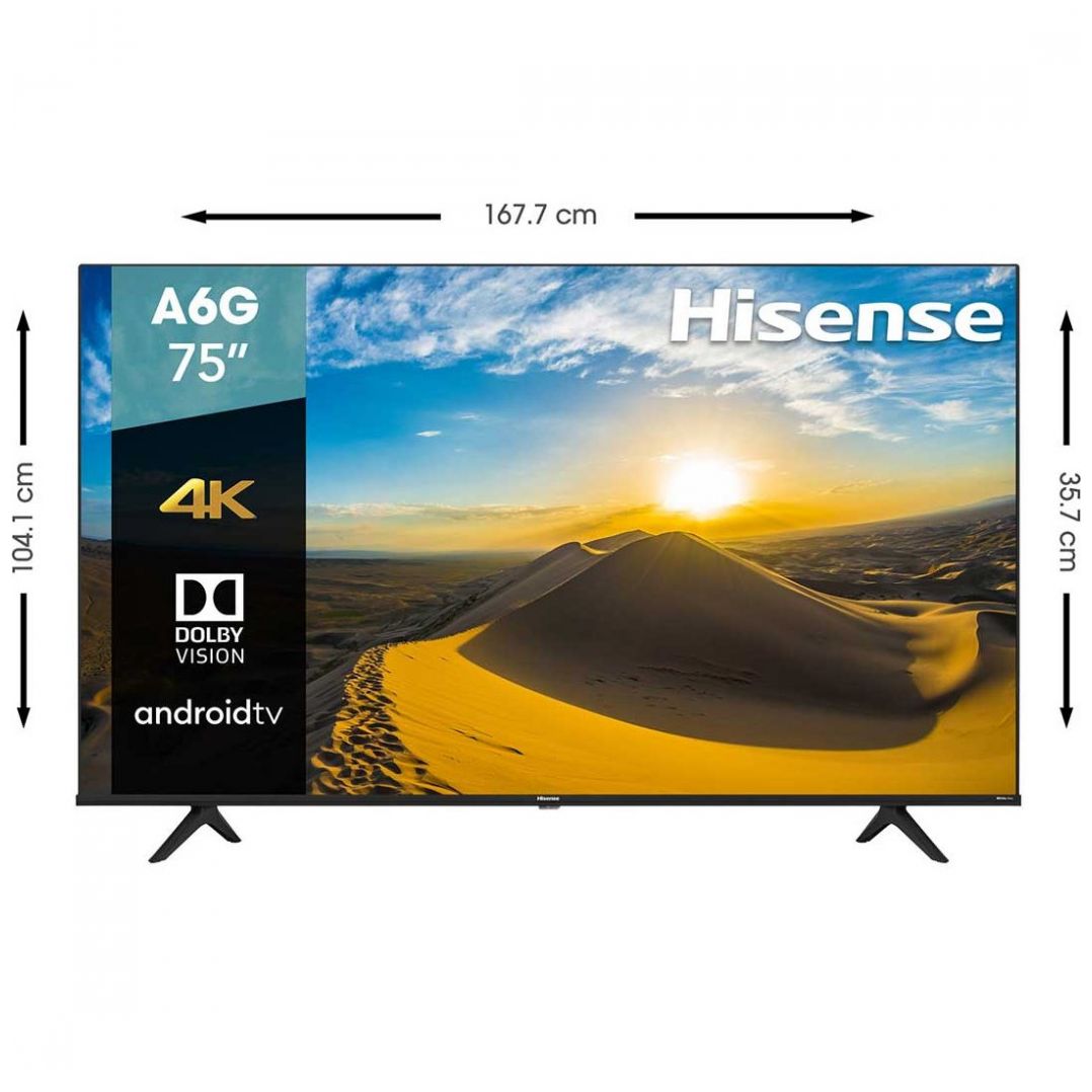 Pantalla Hisense 75" 4K Uhd A6G Tv (75A6G 2021)