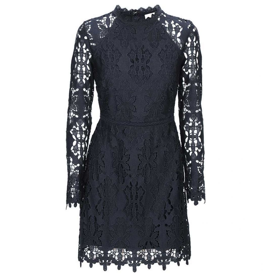 Vestidos de encaje y chiffon con mangas largas y bolsillos Piscina