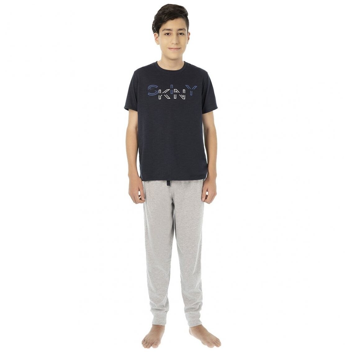 Pijama Playera Azul Obscuro con Jogger Skiny Modelo 73579 para Niño