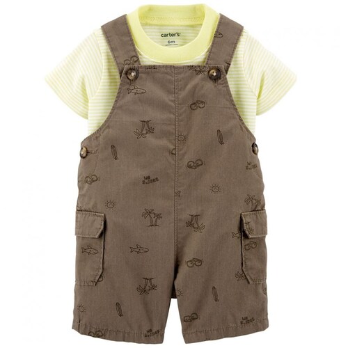 Set de Playera y Overall Caf&eacute; para Beb&eacute; Carters Modelo 1I582310