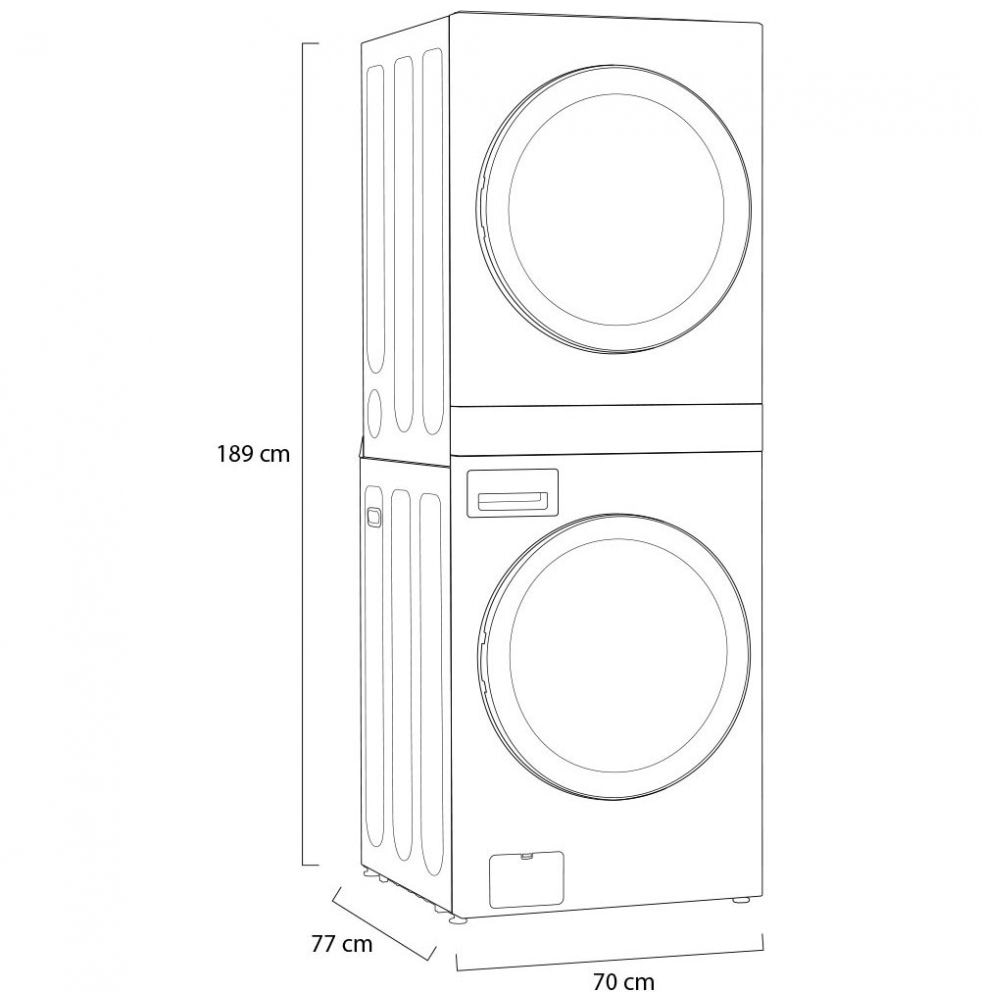 Torre de Lavado LG Washtower Carga Frontal Lavadora y Secadora Inverter Ai Dd con Conectividad LG Thinq 22Kg / 22Kg Wk22Bs6 Negra