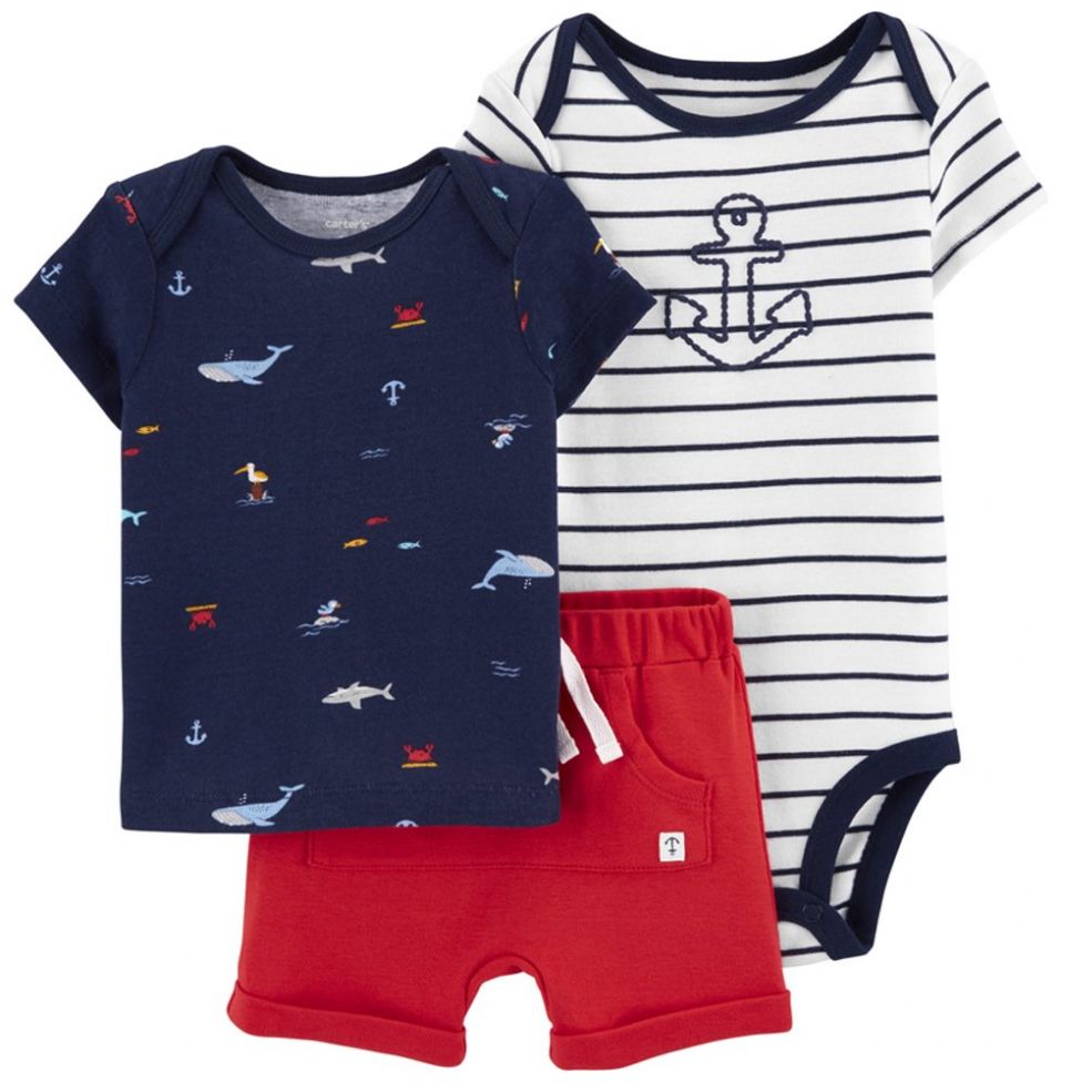 Set de Pañalero, Playera y Short para Bebé Marca Carter´s Modelo 1H374010