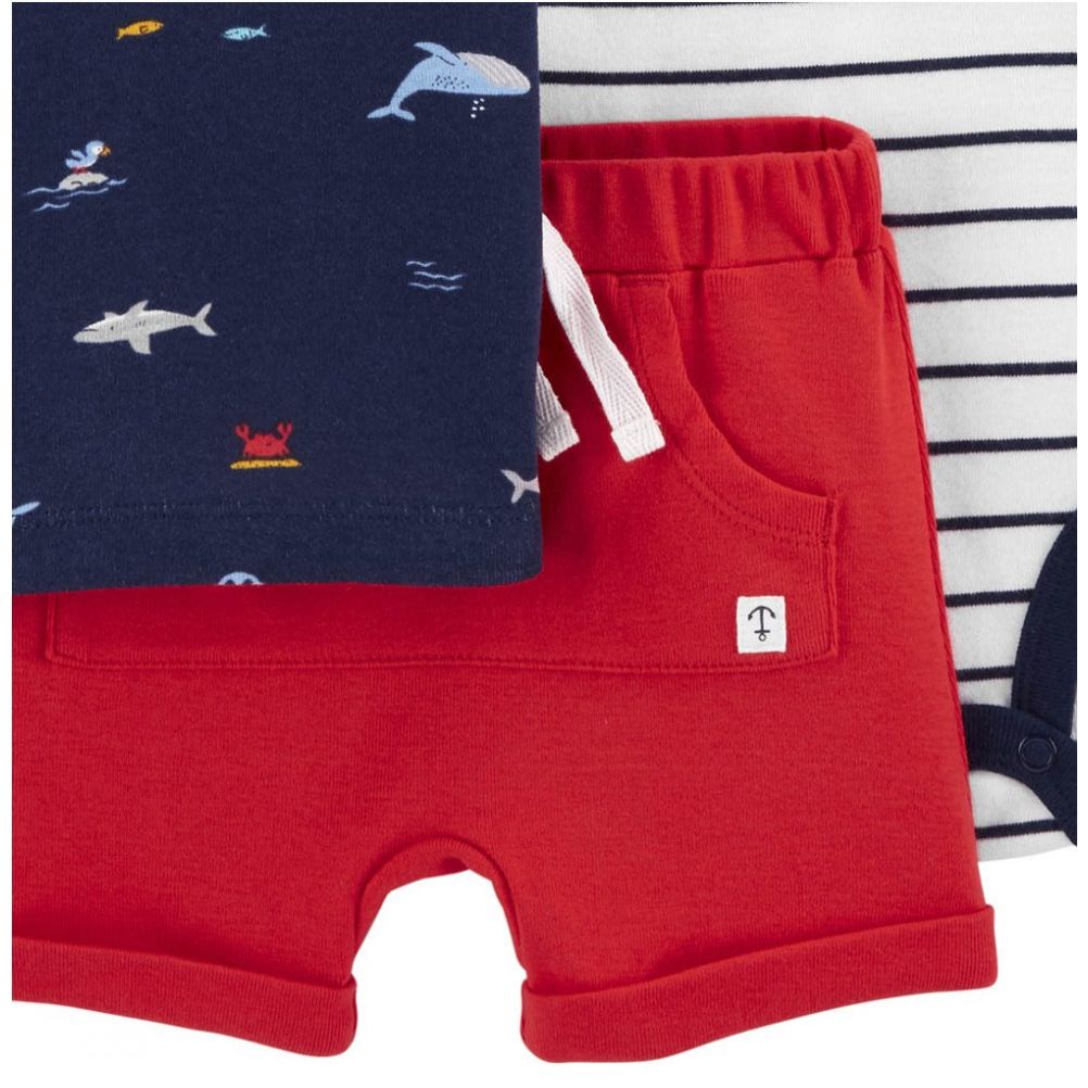 Set de Pañalero, Playera y Short para Bebé Marca Carter´s Modelo 1H374010