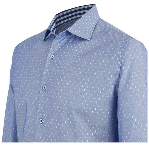 Camisa de Vestir Azul Medio Manga Larga Slim Fit para Hombre Carlo Corinto Modelo Elo Secf0121 Sus